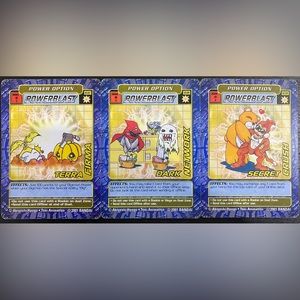 Terra Firma, Dark Network, and Secret Crush Powerblast 2001 Digimon Cards